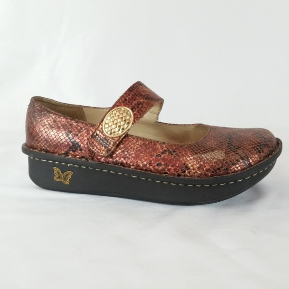 Alegria Shoes - Alegria 10 Metallic Snake Print Mary Jane S10-8